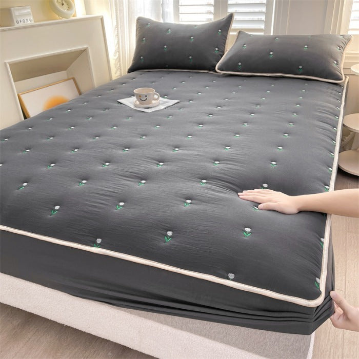 New Soybean Fiber Quilted Fitted Sheet Single Piece