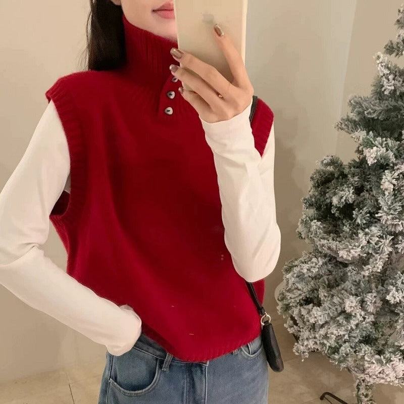 Versatile Artistic Mesh Sleeveless Knitted Vest