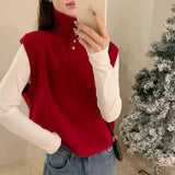 Versatile Artistic Mesh Sleeveless Knitted Vest