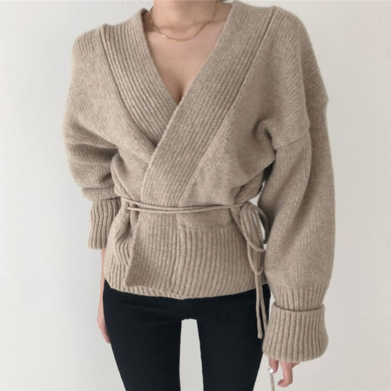 Autumn And Winter Lazy Wind Net Infrared Wear V-neck Knitted Cardigan Sweater