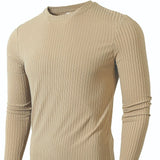 Striped Fabric Men's High Elastic Breathability Long Sleeve