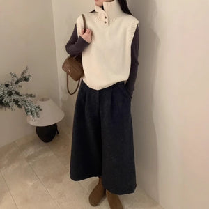 Versatile Artistic Mesh Sleeveless Knitted Vest