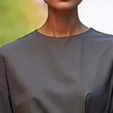 Plus Size Women's Elegant Solid Color Round Neck Mid-Sleeve Maxi Dress Waist-Defining Pleated Design For Office, Party, Wedding Guest