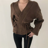 Autumn And Winter Lazy Wind Net Infrared Wear V-neck Knitted Cardigan Sweater