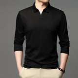 Men's Solid Color Shirt Casual Cotton Lapel Long Sleeve Top