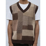 Men's Casual Collar Knitted Vest Geometric Pattern Sleeveless
