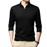 Men's Solid Color Shirt Casual Cotton Lapel Long Sleeve Top