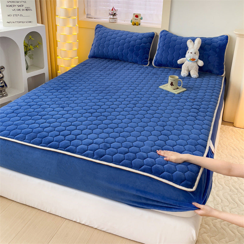 Three-dimensional Jacquard Quilted Fitted Sheet Tatami Milk Velvet Pad