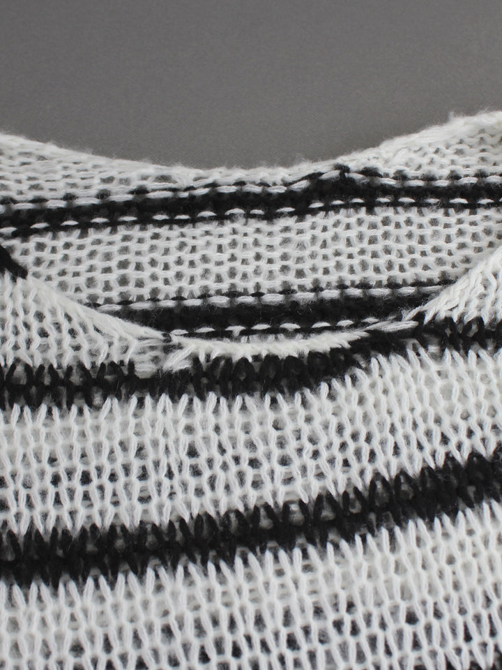 Sweater Women's Round Neck Long Sleeve Striped Blouse Casual Spring And Summer